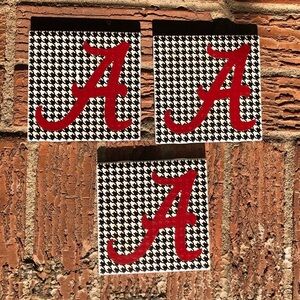 Set of 3 Ceramic Alabama Themed Square Ceramic Coasters Size 4 1/4” x 4 1/4”